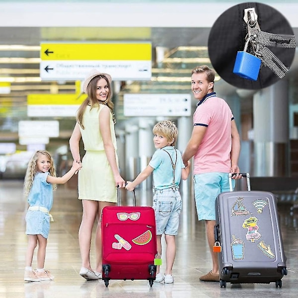 8 st Resväsklås med Nycklar, Resväsklås, Litet Hänglås med Nyckel, Mini Färgat Hänglås, Flerfärgat Bagage Lås, Resväsklås med 2 Nycklar, för Bagage