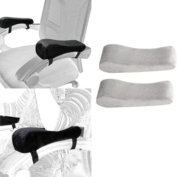 2 stk ergonomiske armlæn, memory foam albuepude, sort/grå