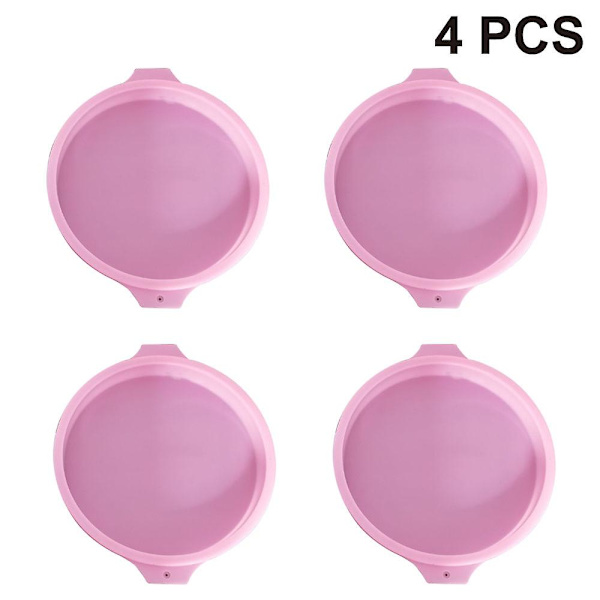 Sett med 4 8\" runde regnbue mousse kakeformer - Rosa | Kakeform
