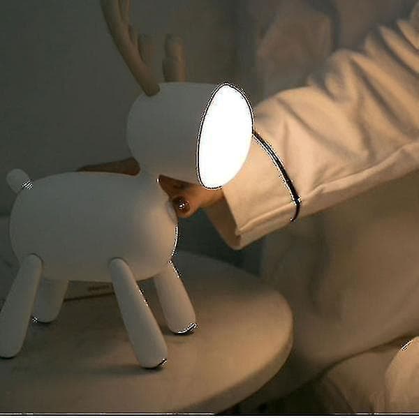 Nattlys Ambient Belysning LED Hjortelys Barn Bordlampe Hvit