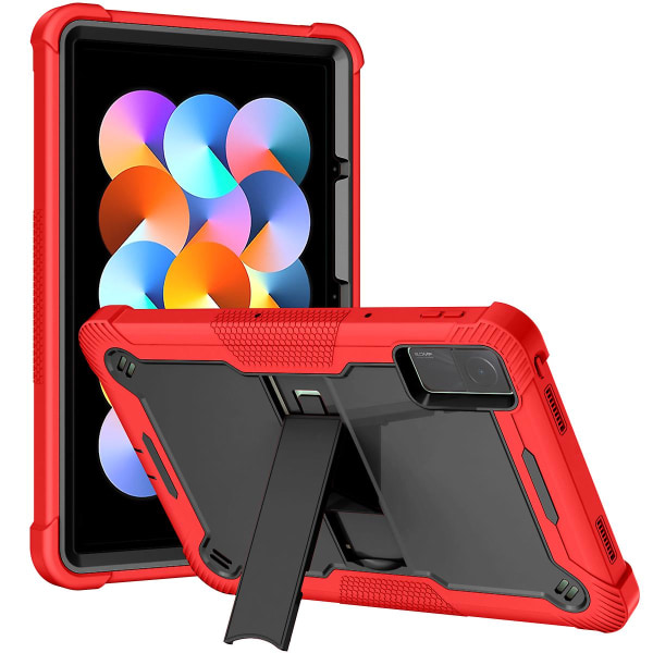 Lämplig för Xiaomi Redmi Tablet 10,61-tums 2022 bärbara case med stativ (svart och rött)