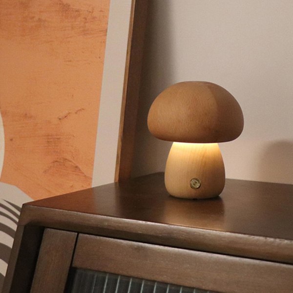 Soppnattlys, trelampe, nattbordslampe for soverom, mininattlys, små lamper for små rom/bl（B，Beige）