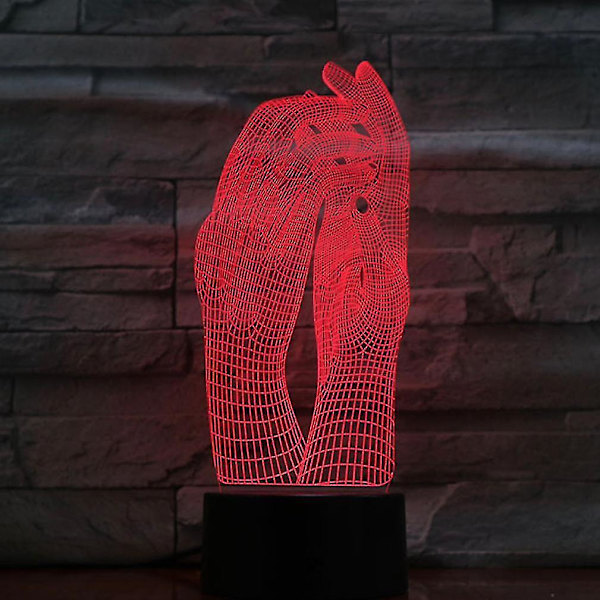 Handshake 3D LED nattlampa sovrum bordslampa färgförändring