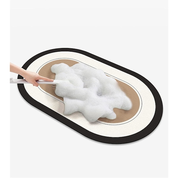 Halksäker Diatomit Sten Badmatta Anti-Mögel Snabbtorkande Minimalistisk Ellips Diatomit Sten Badmatta Gummi Absorberande Duschmatta Badmatta (40*60cm)