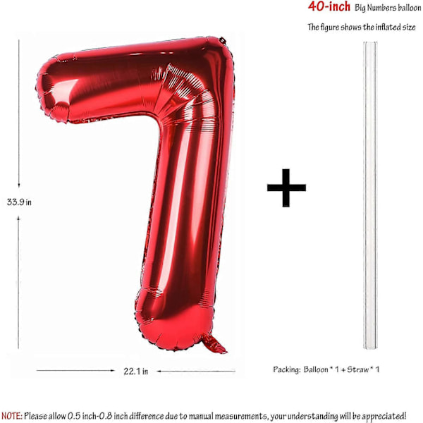 40 Tums Röda Stora Siffror 0-9 Födelsedagsfest Dekorationer Heliumfolie Mylar Stor Nummer Ballong Digital 7