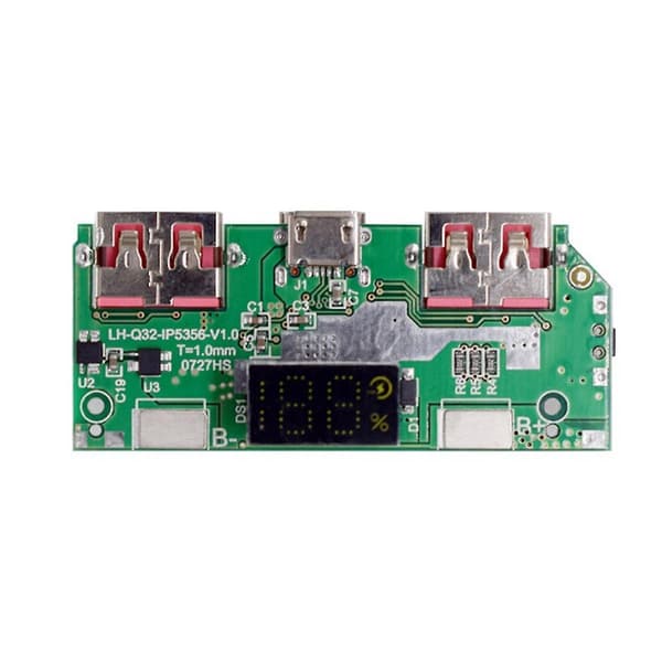 5V 3A Litiumbatteri Digital Display Hurtigopladningsmodul IP5356 TYPE-C Micro-USB QC3.0 2.0 PD3.0 PD2.0//（Grøn）