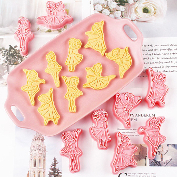 8 stk. kageform balletformer non-stick varmebestandig fondantpasta slik kage prægning stencil