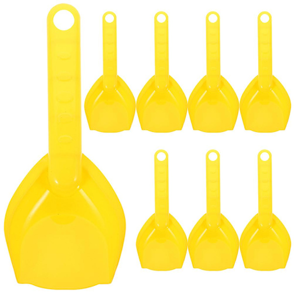 8 stk. Strandskovle i plast - Strandspade - Strandsandsskovle - Sandkassegravningsskovle - Legetøj (17,00 x 7,50 x 3,50 cm, gul)