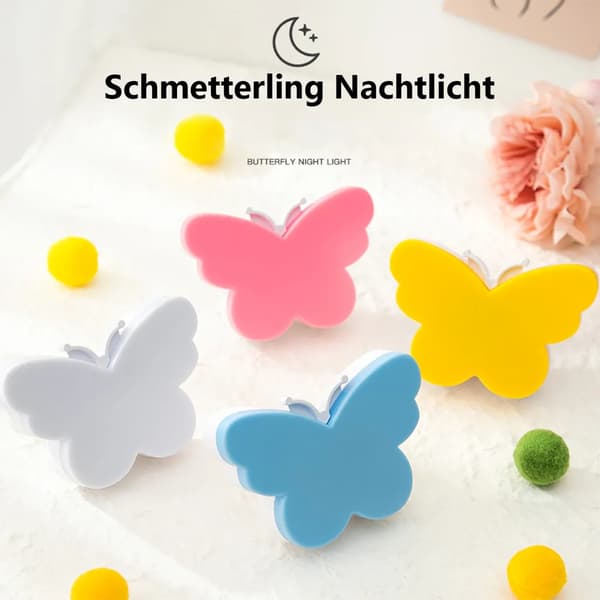 Natlys LED sommerfugl natlys, lyssensitiv, til stikkontakter, 80 * 80 mm