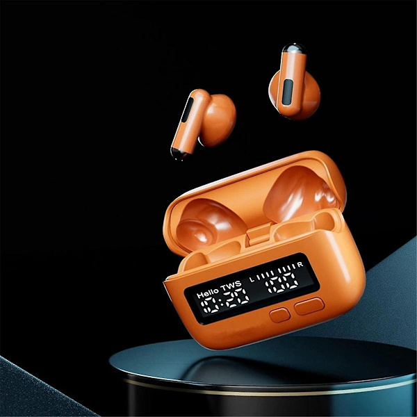 Kannettava kello TWS langattomat Bluetooth-kuulokkeet Semi in Ear Touch Gaming Esports pitkän kantaman kuulokkeet-Oranssi（Oranssi）
