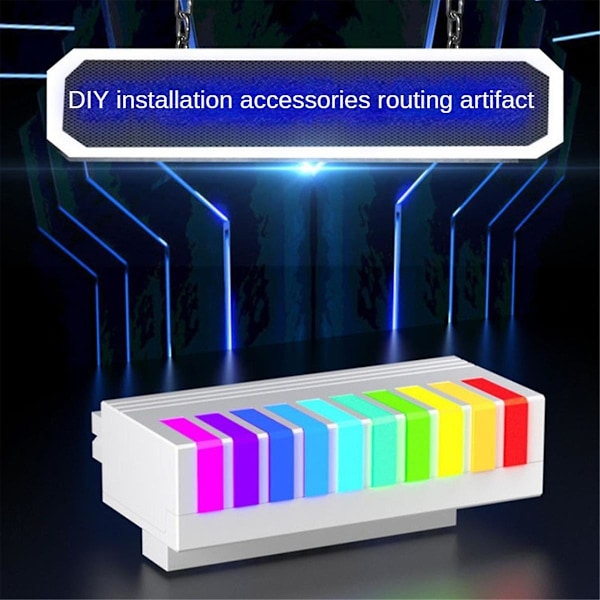 ATX 24-pin 90 graders strømadapter 5V 3-pin ARGB ATX 24-pin strømkobling Aura Sync for stasjonær PC strømforsyning svart（svart）