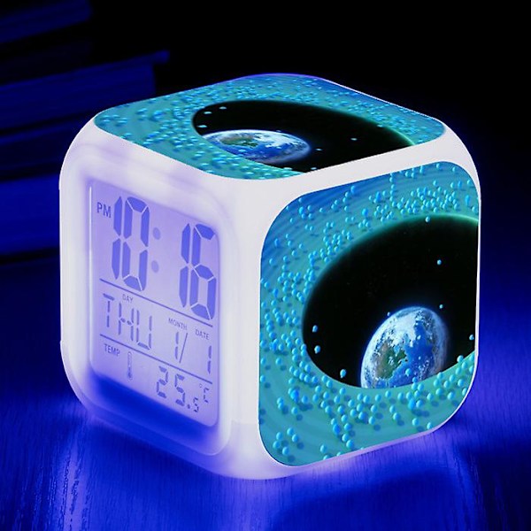 Wekity Anime Mind Adventure Färgglad Väckarklocka LED Kvadratisk Klocka Digital Väckarklocka Med Tid, Temperatur, Alarm, Datum