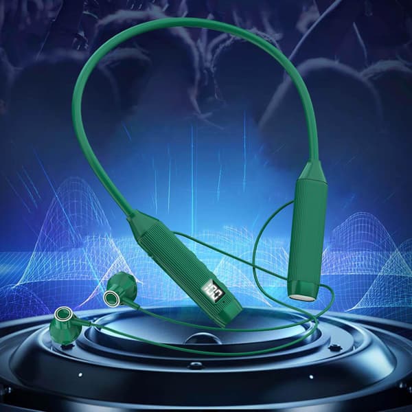 Hängande nackband Bluetooth-headset med stort batteri och digital display