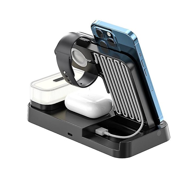 Trådlös laddningsstation, 15w snabbladdningsstativ för iPhone Watch Airpods