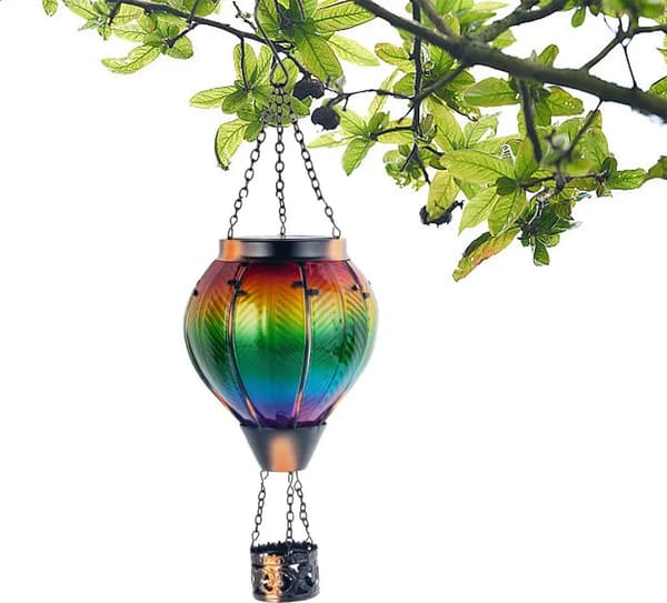 Varme luftballon solcellelamper, udendørs jern glas lysekrone, have dekorative lamper, IP55, LED solcelle lysekrone, LED solcellelamper