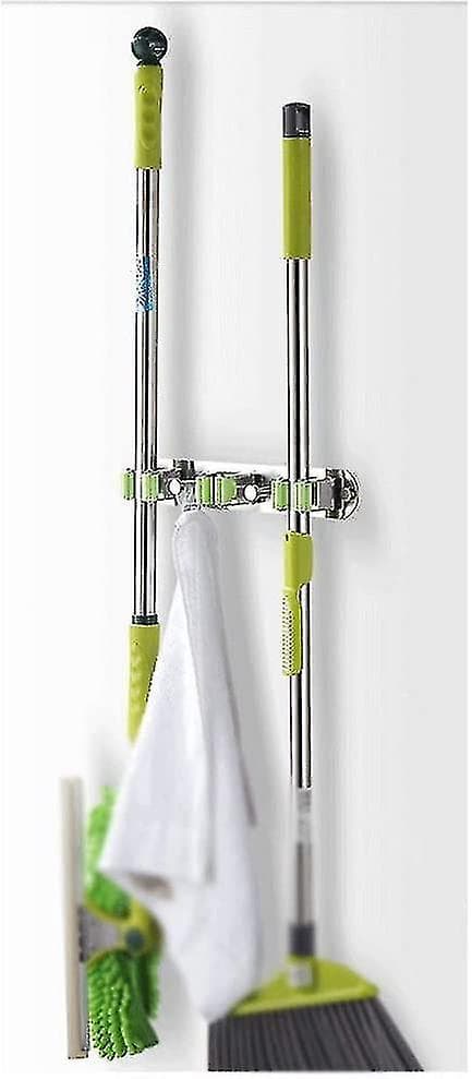 Kost- og moppestativer - Vægmonteret rustfrit stål havekost moppeholder organizer