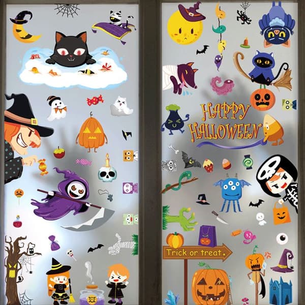 Halloween statiske vindusklistremerker, festdekorasjonsmerke