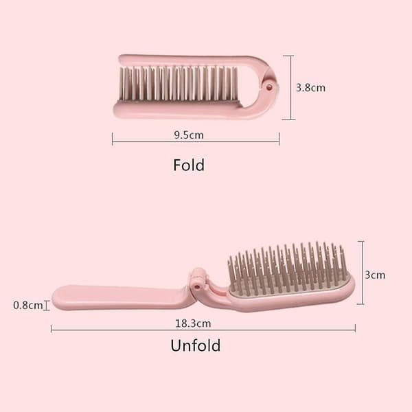 Sammenleggbar hårbørste hårkam (2 stk, rosa + blå)