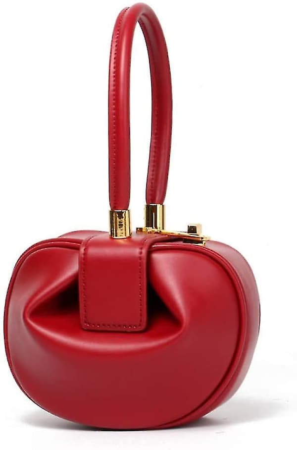 Dumpling håndtaske Unikt design Dame læder Top Handle Tote taske（Rød）