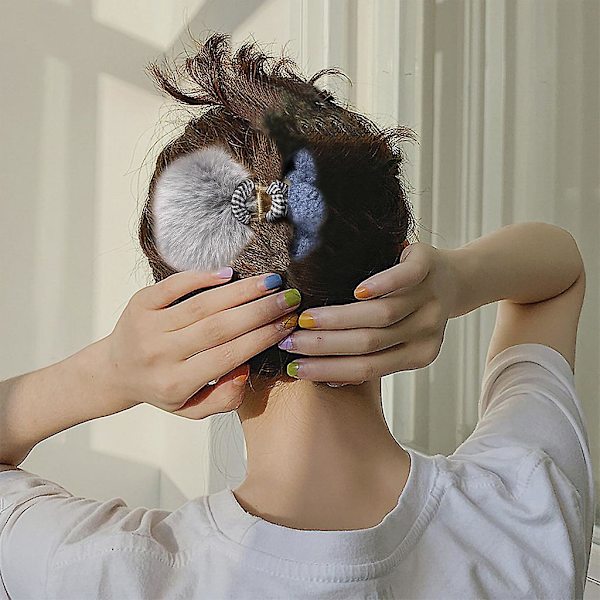 Stora hårklämmor Pompom hårklämma Ponytailhållare Tillbehör（Rosa）