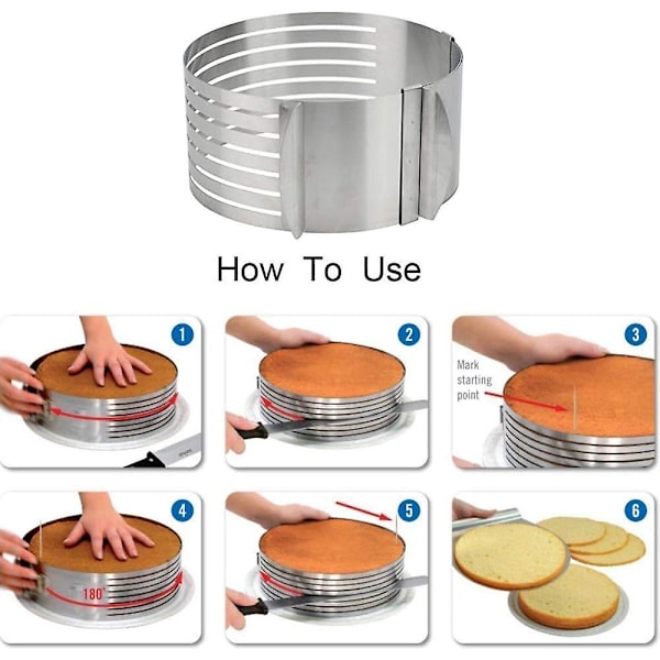 Ring Cutter Lagkage Slicer, Justerbar Ring 7 Lag Mousse, Til Nemt at Skære Kagebunde, DIY Rund Brød Bageform
