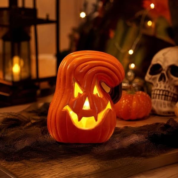 Opplyst vridd gresskar - Halloween festdekorasjon med LED - A336 hvit XXS