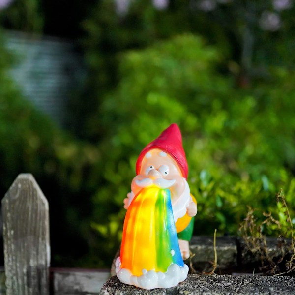 Havegnom, Sjov Gnome Statue Med Solcelle-LED Til Havekunst Dekoration, Udendørs Plæne Dekoration, Hus