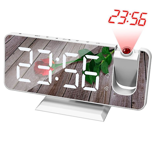 LED-väckarklocka med digital display, stor skärm, projektionsklocka, spegelväckarklocka, projektion