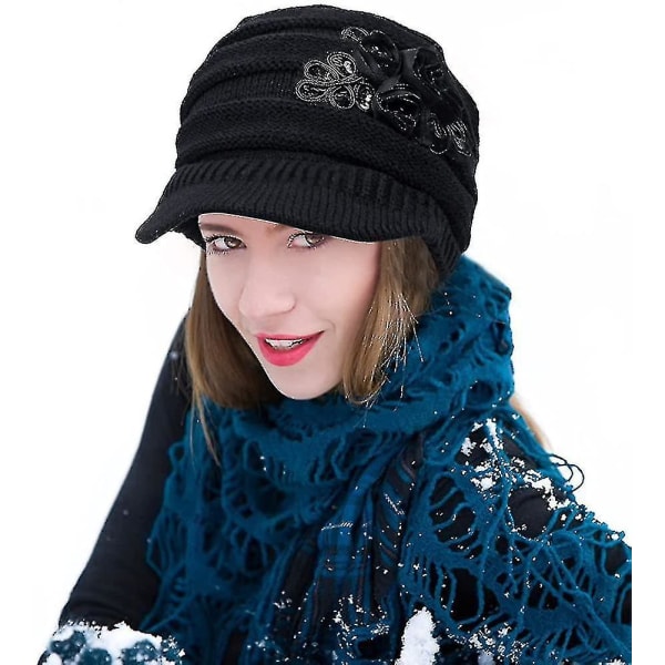 Dam Beanie Mössa Halsduk Set Vinter Varma Tjocka Stickade Slouchy Skull Cap Infinity
