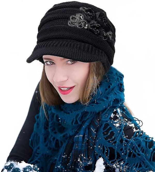 Dame Beanie Hat Halstørklæde Sæt Vinter Varm Tyk Strik Slouchy Skull Cap Infinity