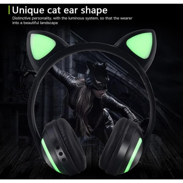 Bluetooth Stereo Kattøre Blinkende Lys Glødende Kattøre Ørepropper Hodetelefoner Ørepropper Led Lys