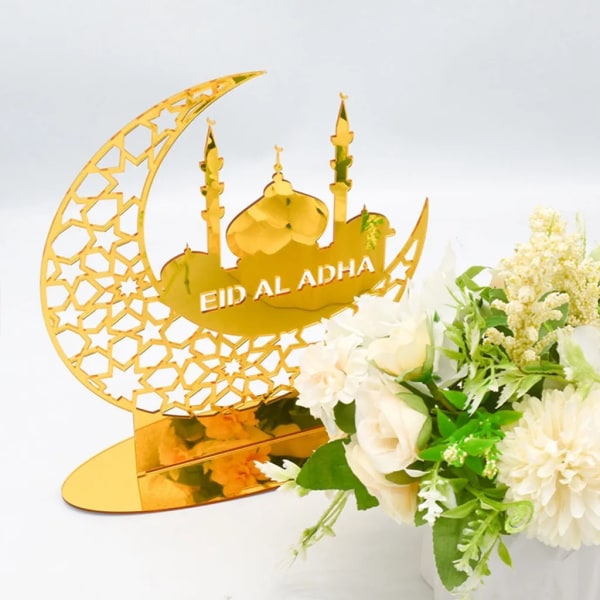 Eid Mubarak Ramadan Dekoration, Akryl Guld Måne Ramadan Spegel Ornament Muslim Festival Decoration 1#