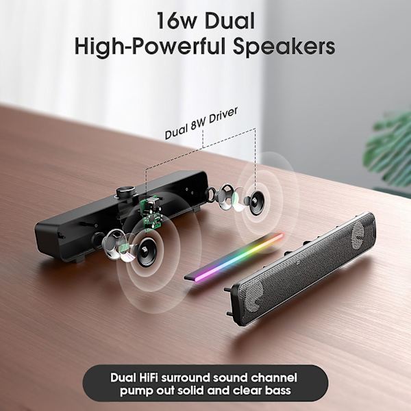 Rensning Intelligenta Färgade Ljus, Bluetooth-högtalare, Hemkort Subwoofer, Hög Volym Och Bluetooth-högtalare（Svart）
