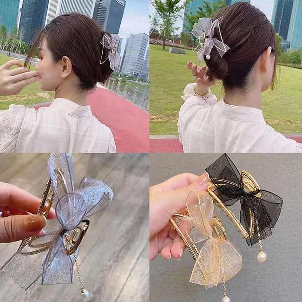 Tassel hårkløer clips perle flere farver barrettes mode hårstyling（Champage）