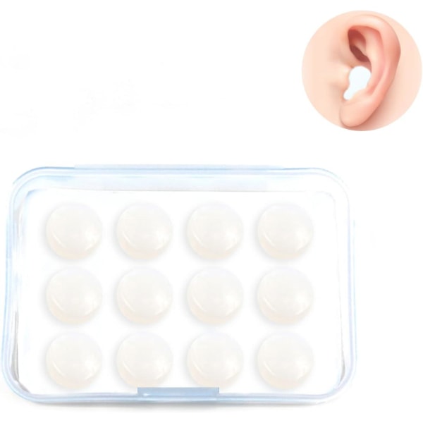 Öronproppar, 6 par öronproppar i silikon Formbara öronproppar, återanvändbara för sömnbrusreducering Sömn Simning Snarkning (vit)