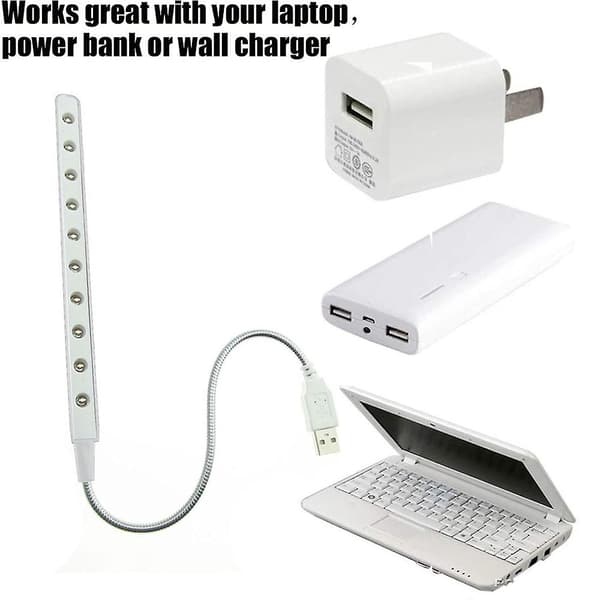 Energibesparende USB10LED datamaskinlys - hvit | USB-lys
