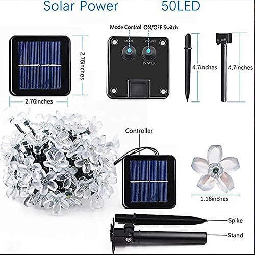 Aurinkokengät, 23 jalkaa 8 tilaa 50 LED-aurinkokengät vedenpitävät ulkokukkavalot