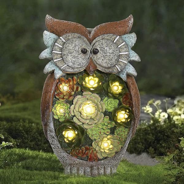 Solcelledrevet dyrefigur Dekorationsfigur Havebelysning - Ugle