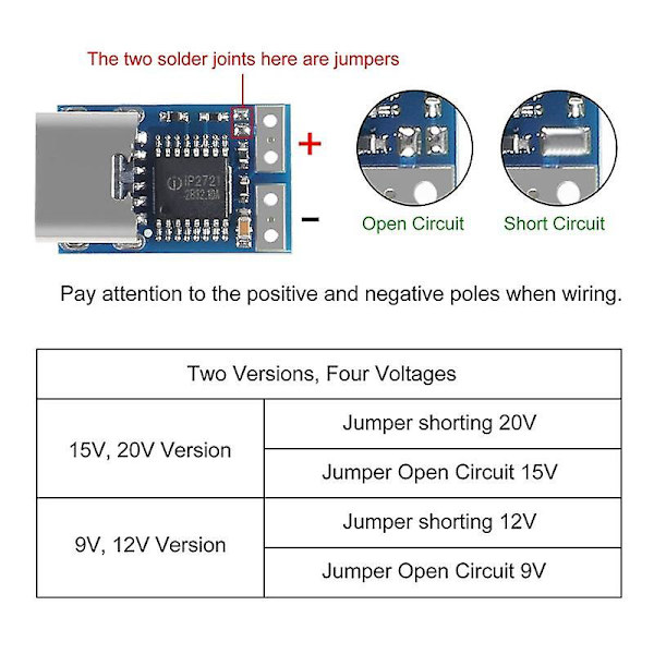 5 stk. PDC004-PD PD Decoy-modul USB-C PD 20V DC fastspænding udløsermodul 5A Type-C hun-indgang（Fotofarve）