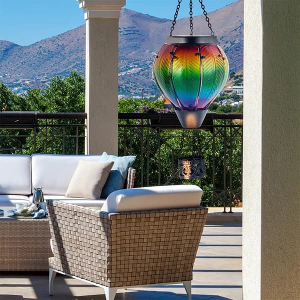 Varme luftballon solcellelamper, udendørs jern glas lysekrone, have dekorative lamper, IP55, LED solcelle lysekrone, LED solcellelamper