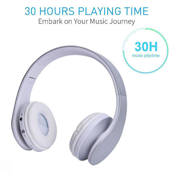 Bluetooth-hörlurar trådlösa over ear-headset med mikrofon - silver