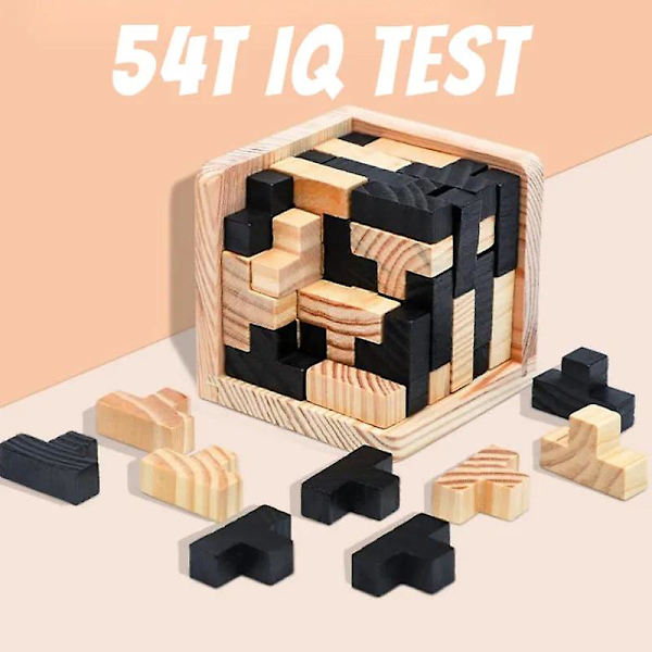 Kreativ 3D träkubpussel ming luban interlocking pedagogiska leksaker för barn barn hjärngympa tidig inlärning leksak present