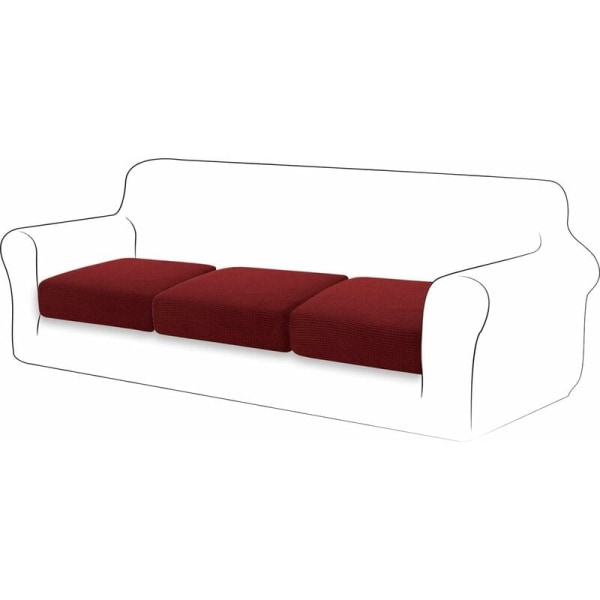 Stræk pudebetræk sofa pudebetræk møbelbeskyttelse sofa sædebetræk til sofa (3-delt, mørkerød)