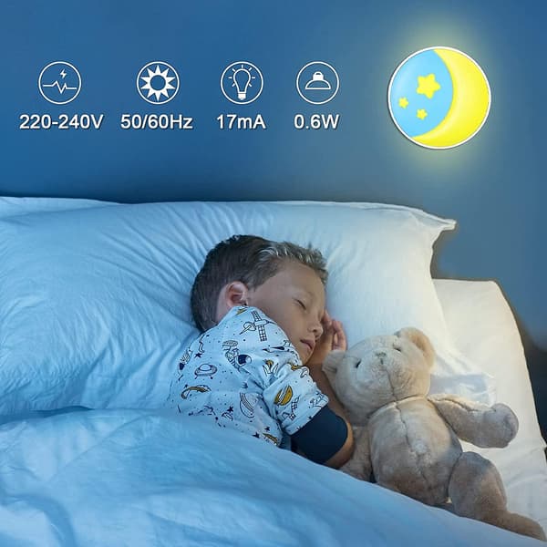 2-delt nattlyskontakt med lyssensor, justerbar hvit LED-lampe