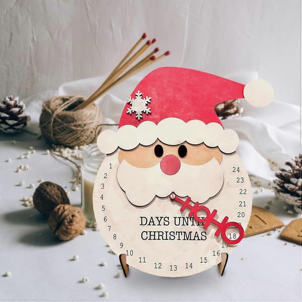Julnedräkningskylt, Träkalender, Festtillbehör för Köket-A