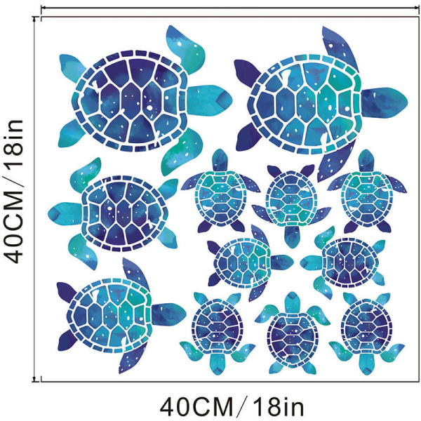 12 stycken blå havssköldpadda väggdekaler dekoration väggdekaler DIY väggdekaler för barnrum
