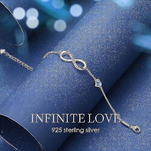 Infinity Hjerte Symbol Charm Link Armbånd Til Kvinner 925 Sterling Sølv Rustfritt Stål Justerbar Jubileums Smykker Bursdagsgaver Til Kvinner Kone G