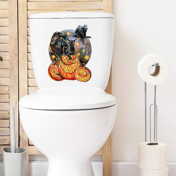Dww-2 kpl Korppi Kurpitsa WC-tarra, Hauska seinätarra WC:lle, Kylpyhuoneeseen, Keittiöön, PVC