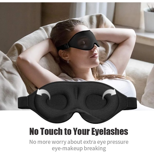 3D Mesh Sömnmask, Andningsbar, Ljusblockerande Ögonmask med Upphöjda Näskuddar.