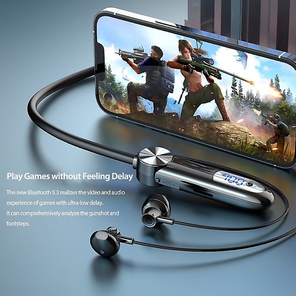 Trådlösa Bluetooth 5.3 magnetiska nackbandshörlurar med mikrofon Vattentäta sportiga in-ear-hörlurar Brusreducerande Hifi-stereohörlurar Stödjer Tf C
